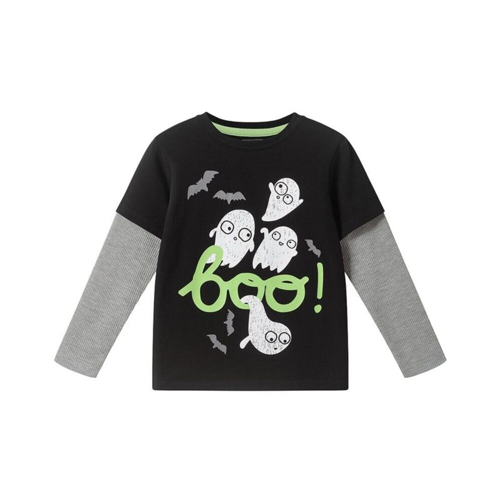 Andy & Evan Boys  Ghost Boo Two-Fer T-Shirt, Black